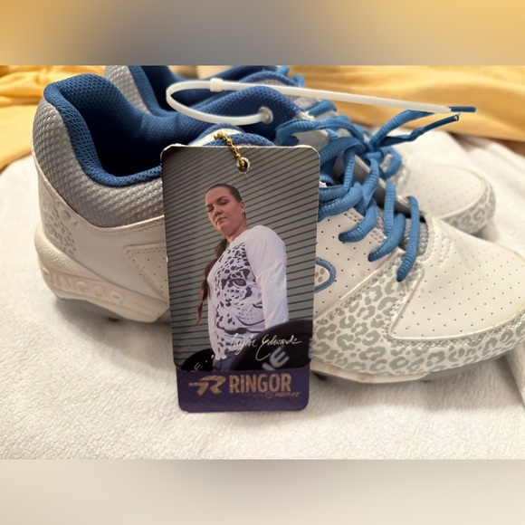 Ringor Rip-It Flite Spike Snow Leopard Women's Softball Cleats Size 10 - Picture 5 of 6